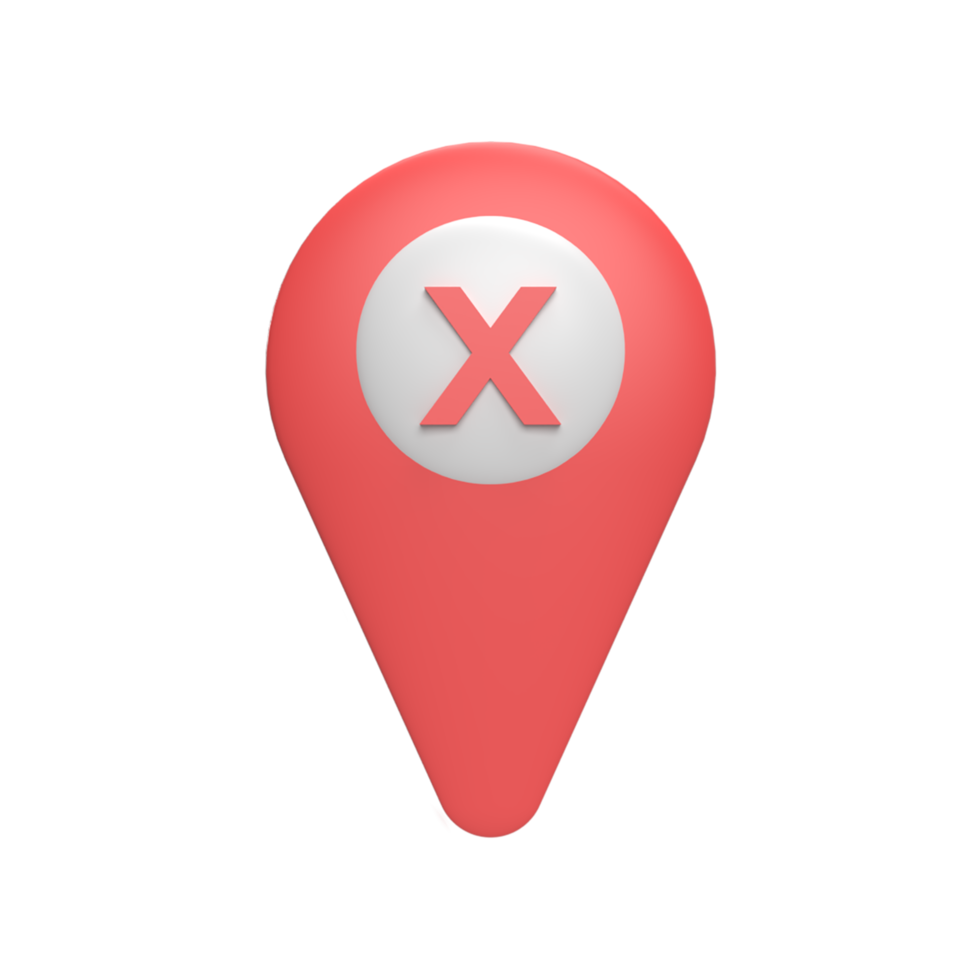 3D pin map with Cross mark. Rendered illustration png