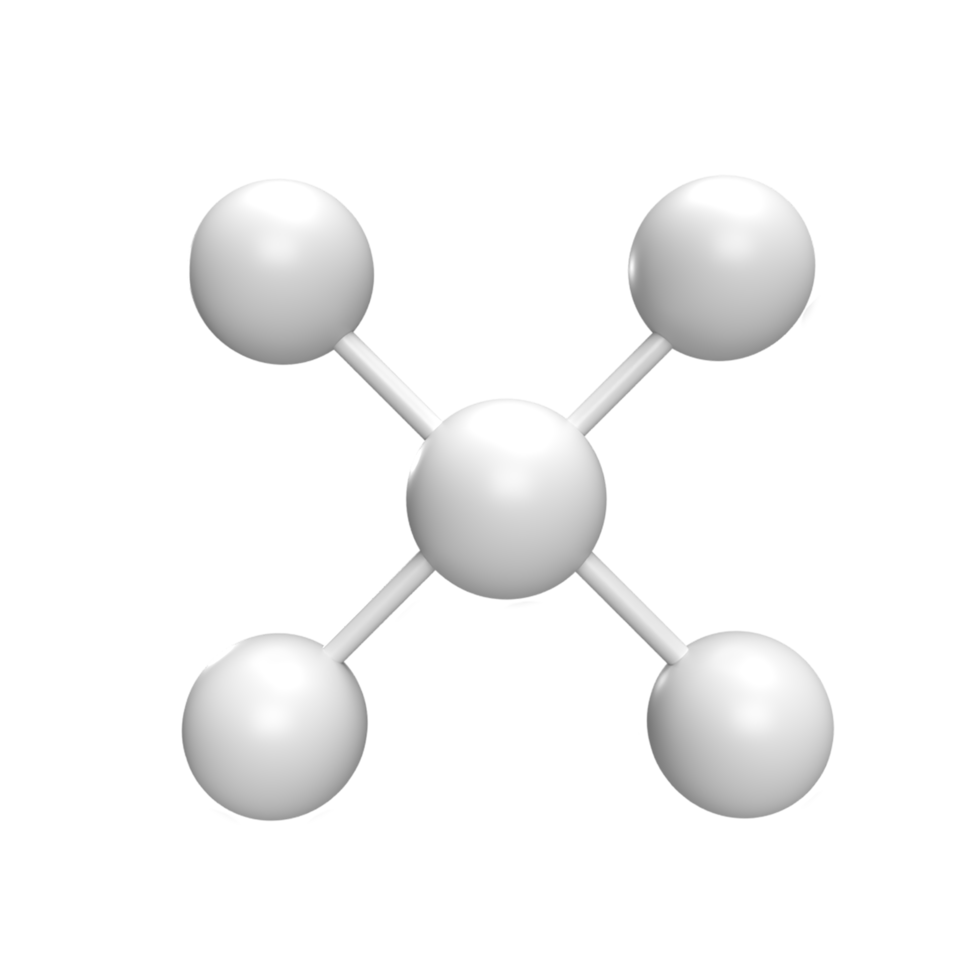 atomic components 3d icon model cartoon style concept. render illustration png