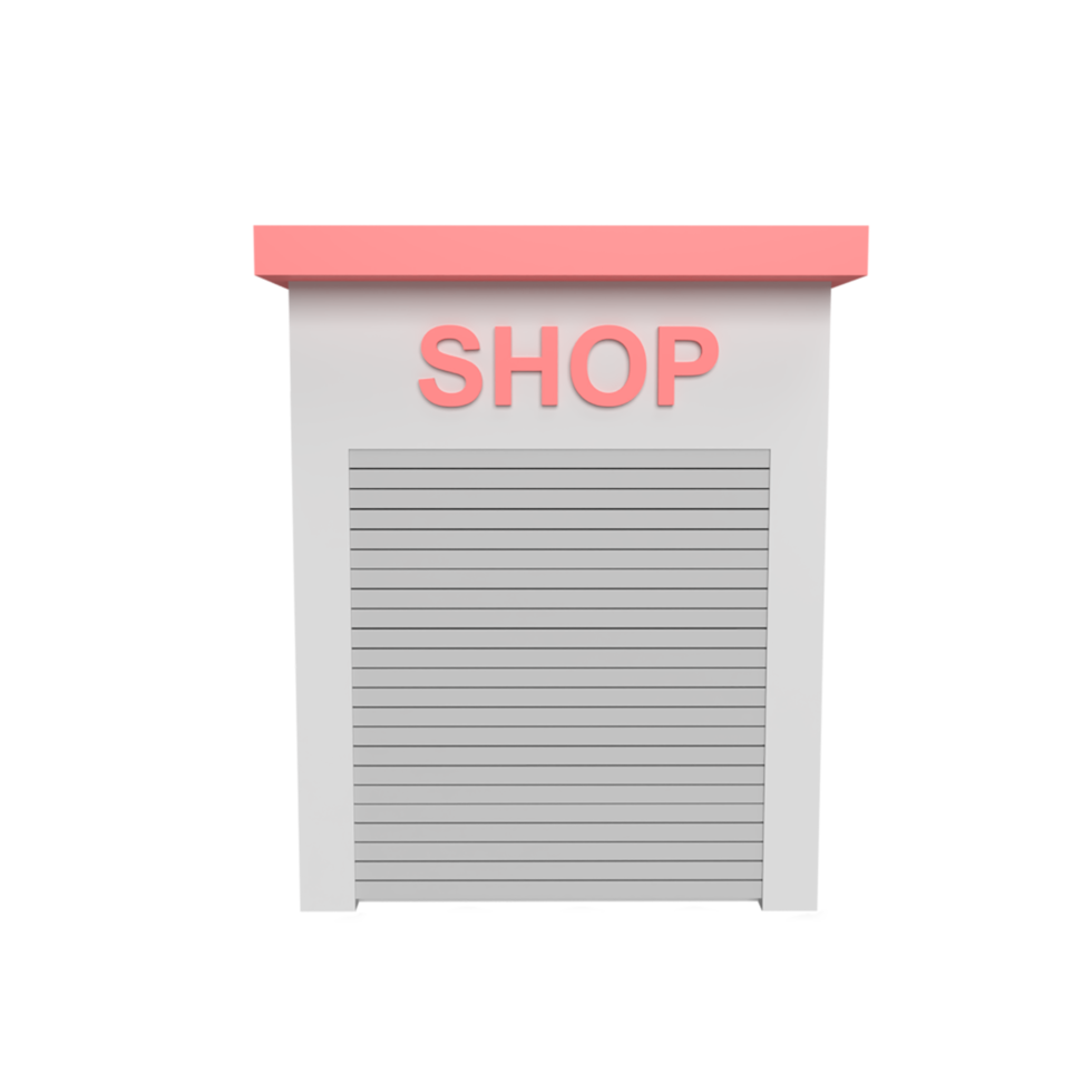 Shop 3d icon model cartoon style concept. render illustration png