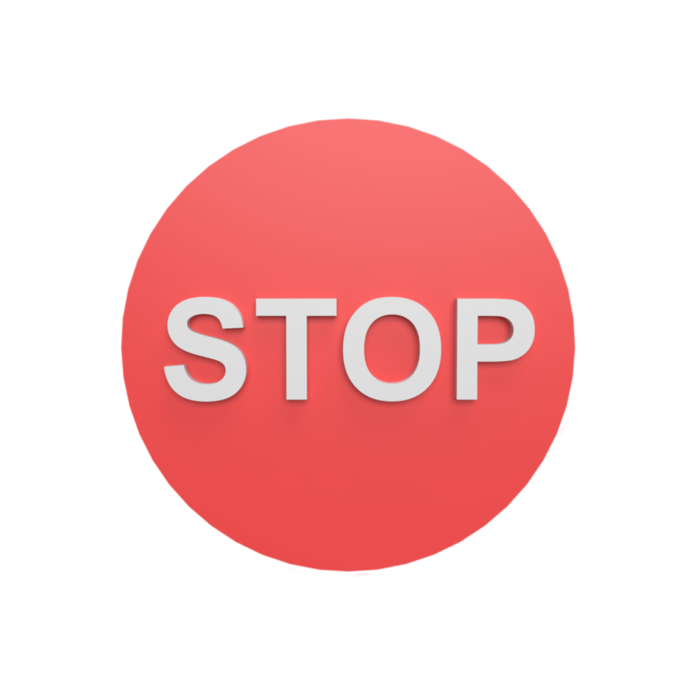 Stop mark 3d icon model cartoon style concept. render illustration png