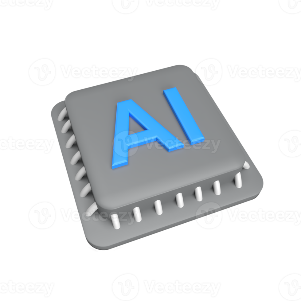 Processor 3d icon model cartoon style concept. render illustration png