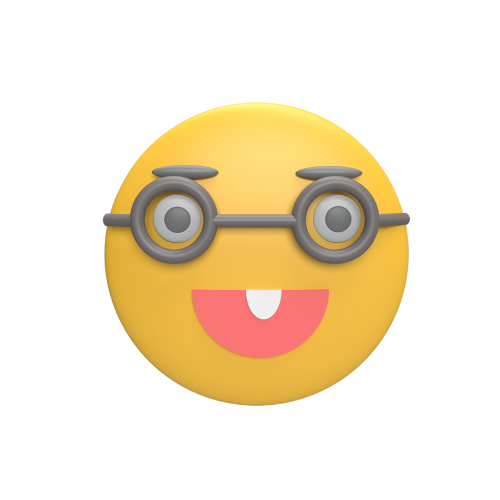 Emoticon 3d icon model cartoon style concept. render illustration png