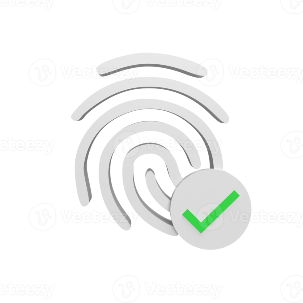 Correct fingerprint 3d icon model cartoon style concept. render illustration png