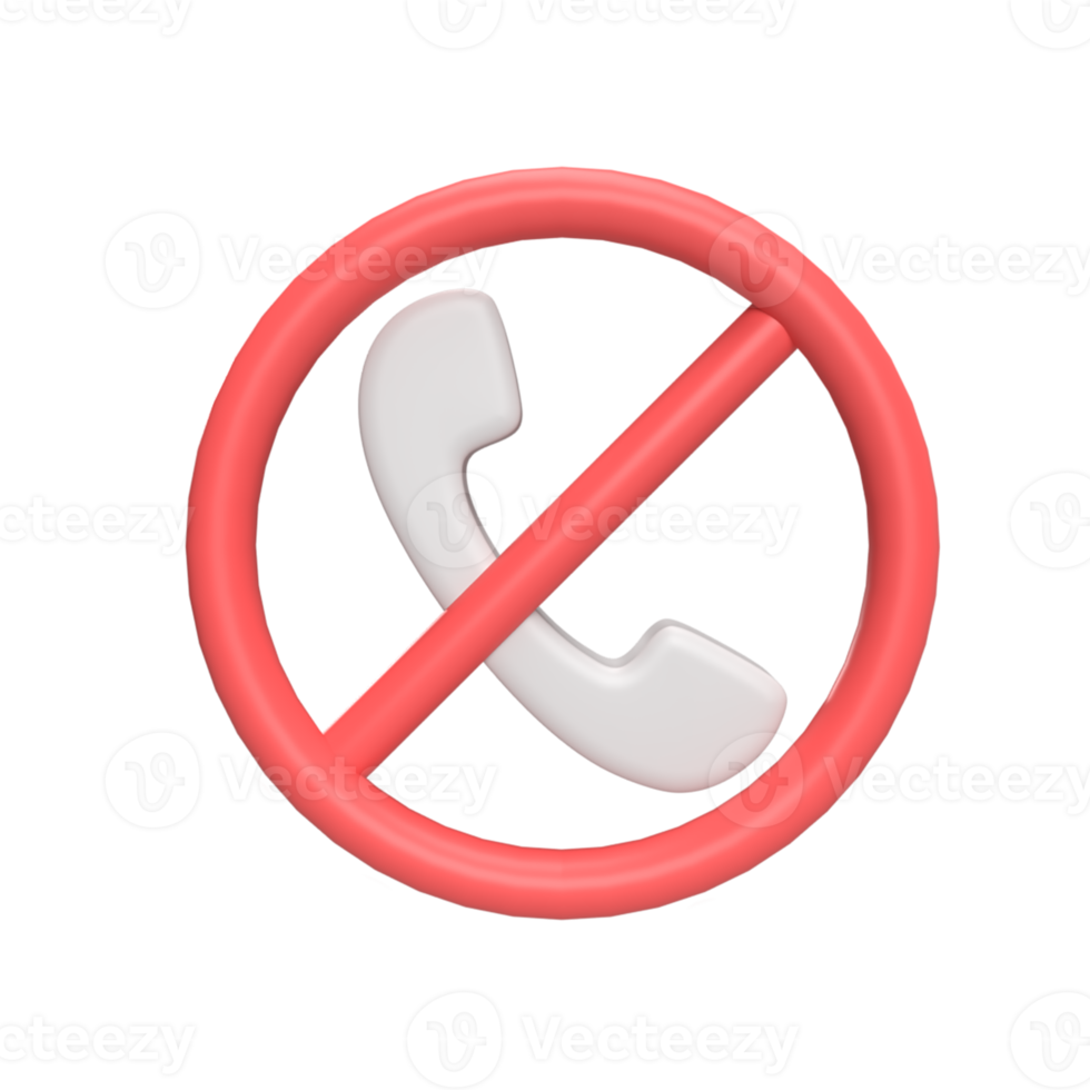 No calling 3d icon model cartoon style concept. render illustration png