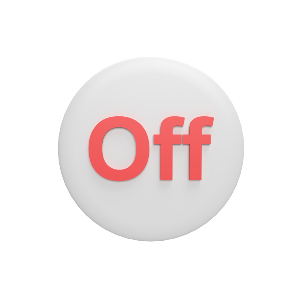 3D Off Button. render object png