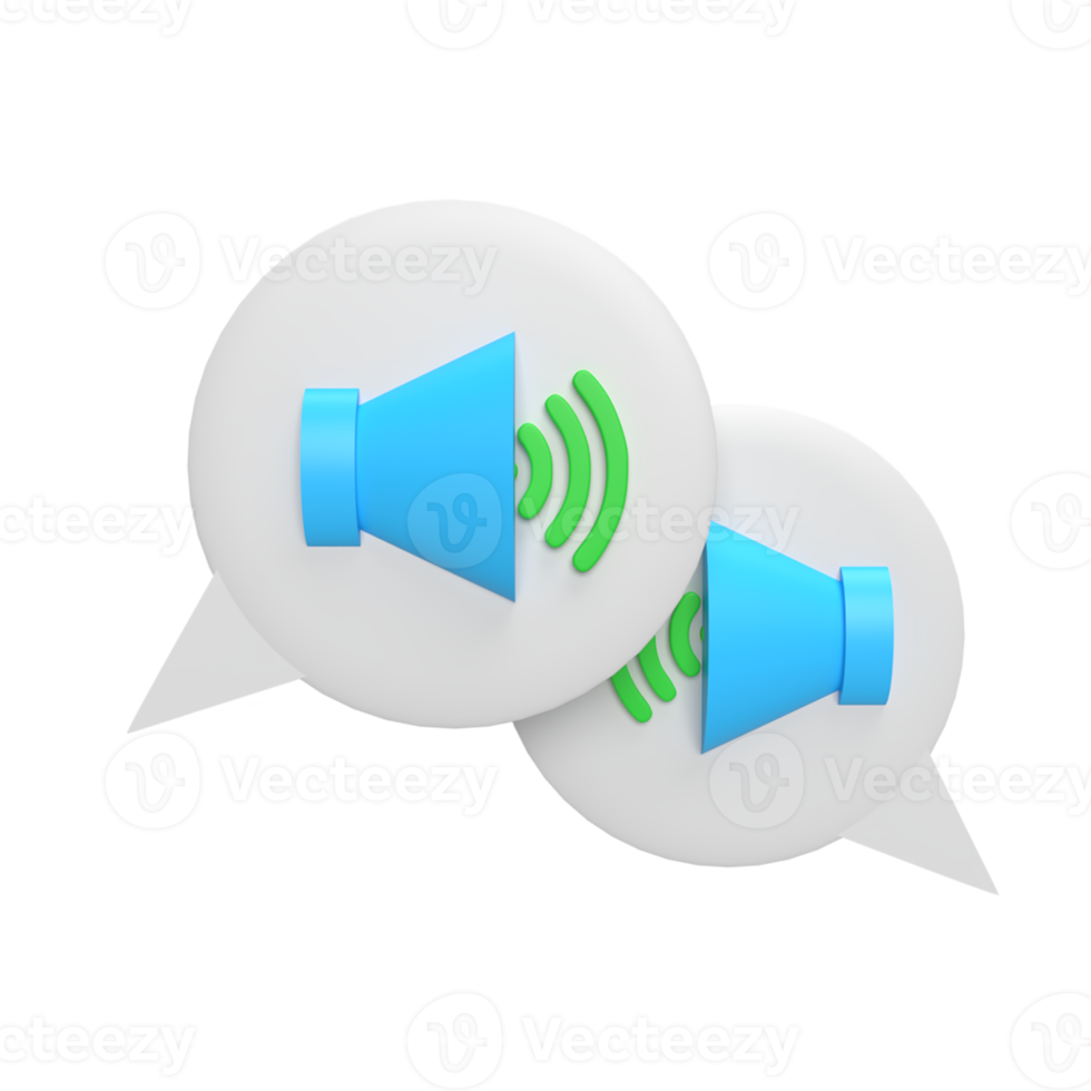 3D Voice mail with bubble chat. render illustration png