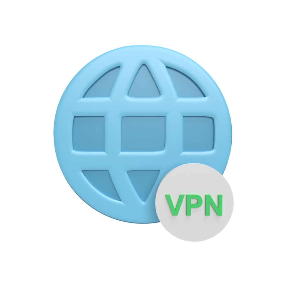 ícone da web 3D com conceito vpn. ilustração renderizada png