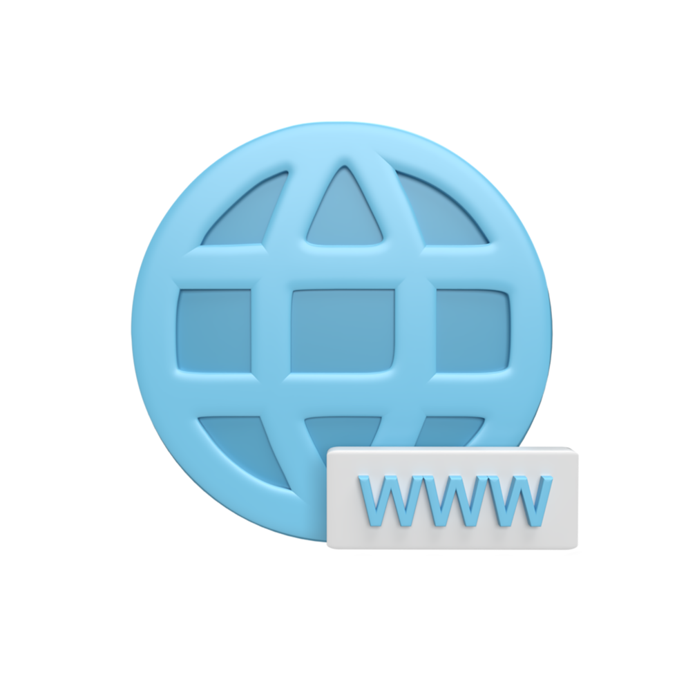 3D-Web-Symbol mit WWW-Konzept. gerenderte Abbildung png