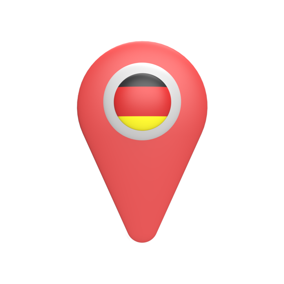 3D pin map with Germany flag. Rendered illustration png