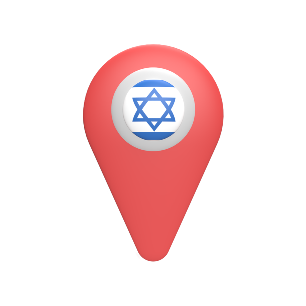 3D pin map with Israel flag. Rendered illustration png