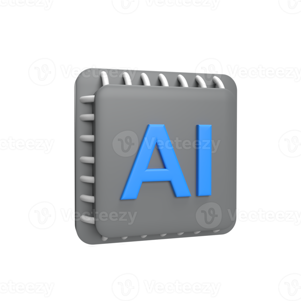 Processor 3d icon model cartoon style concept. render illustration png