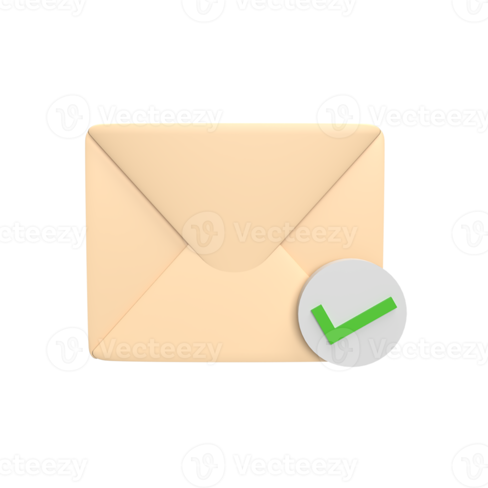 Message success to send 3d icon model cartoon style concept. render illustration png