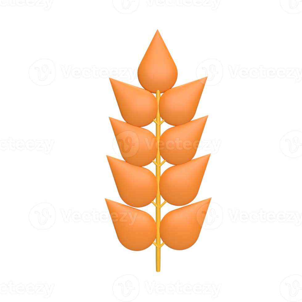 tarwe 3d pictogram model cartoon stijl concept. render illustratie png