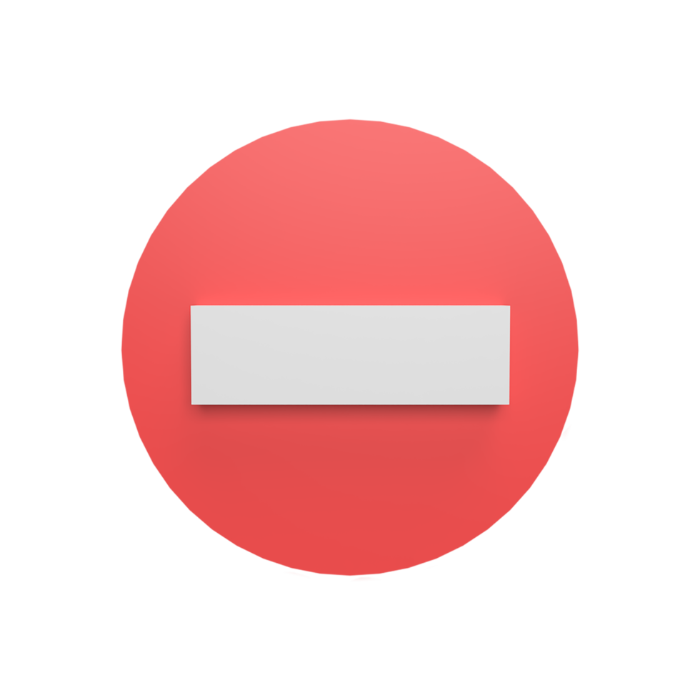 No entry mark 3d icon model cartoon style concept. render illustration png