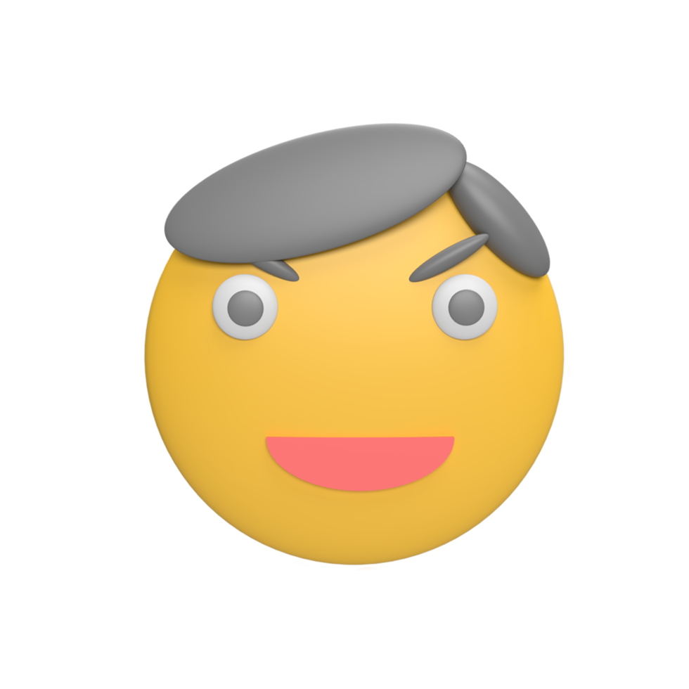 Emoticon 3d icon model cartoon style concept. render illustration png