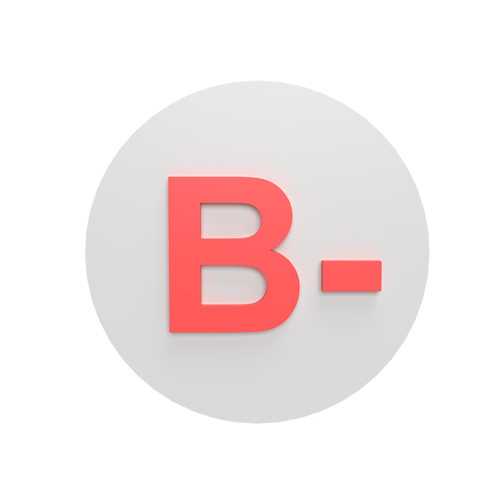 Grade B 3d icon model cartoon style concept. render illustration png