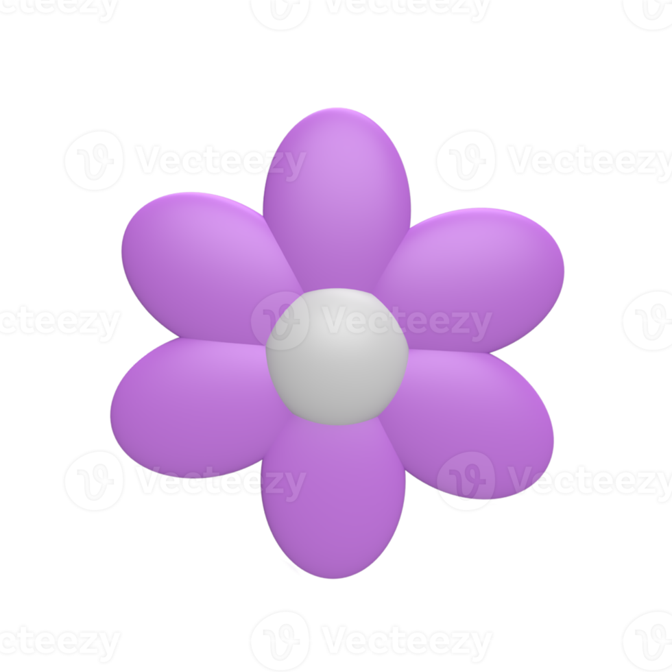 Flower 3d icon model cartoon style concept. render illustration png