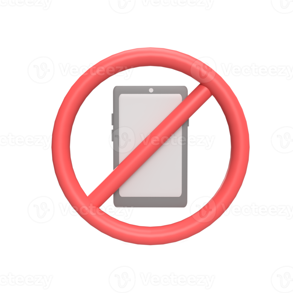 No Phone 3d icon model cartoon style concept. render illustration png