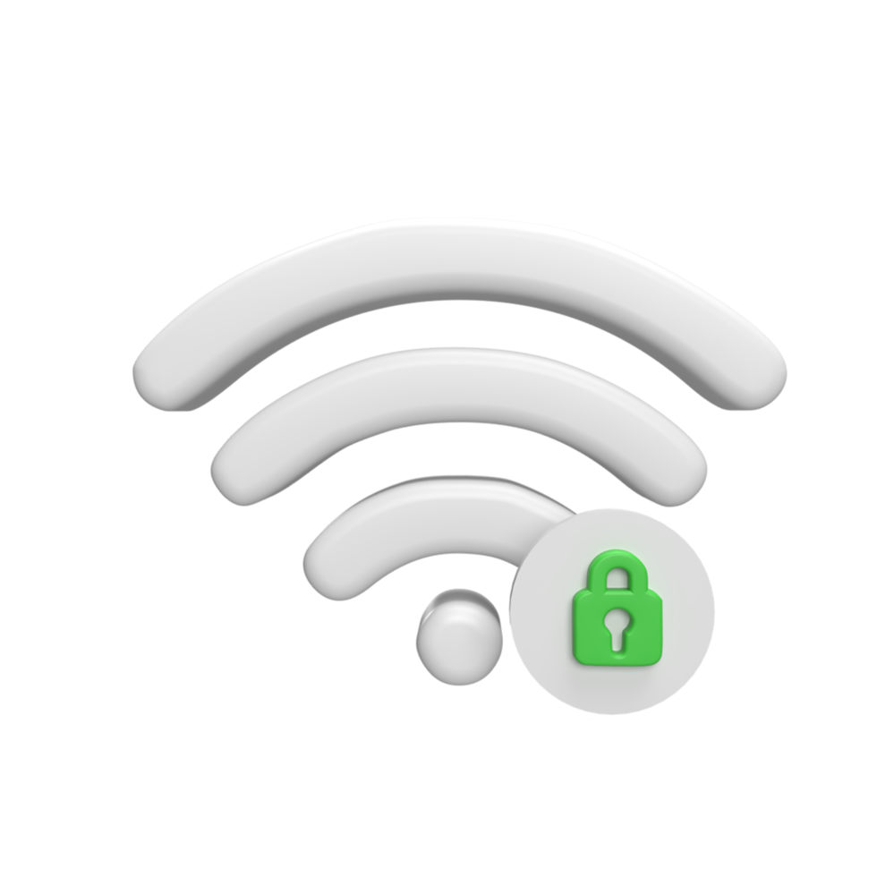 3d wifipictogram met hangslotconcept. teruggegeven illustratie png