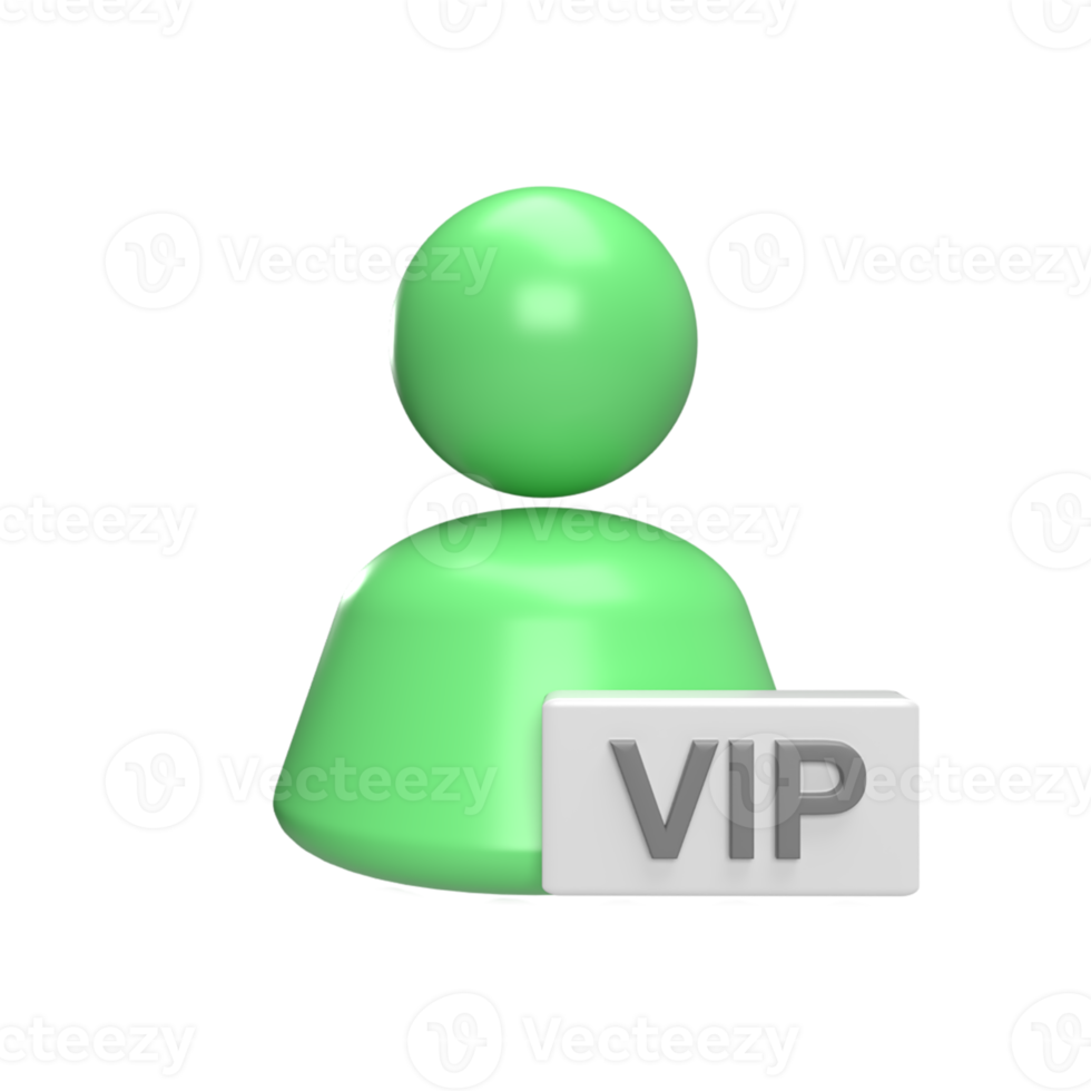 3D User with Badge Vip. render illustration png