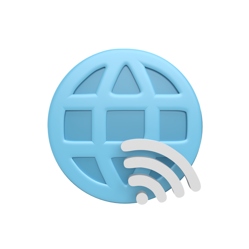 3d webpictogram met wifi-concept. teruggegeven illustratie png