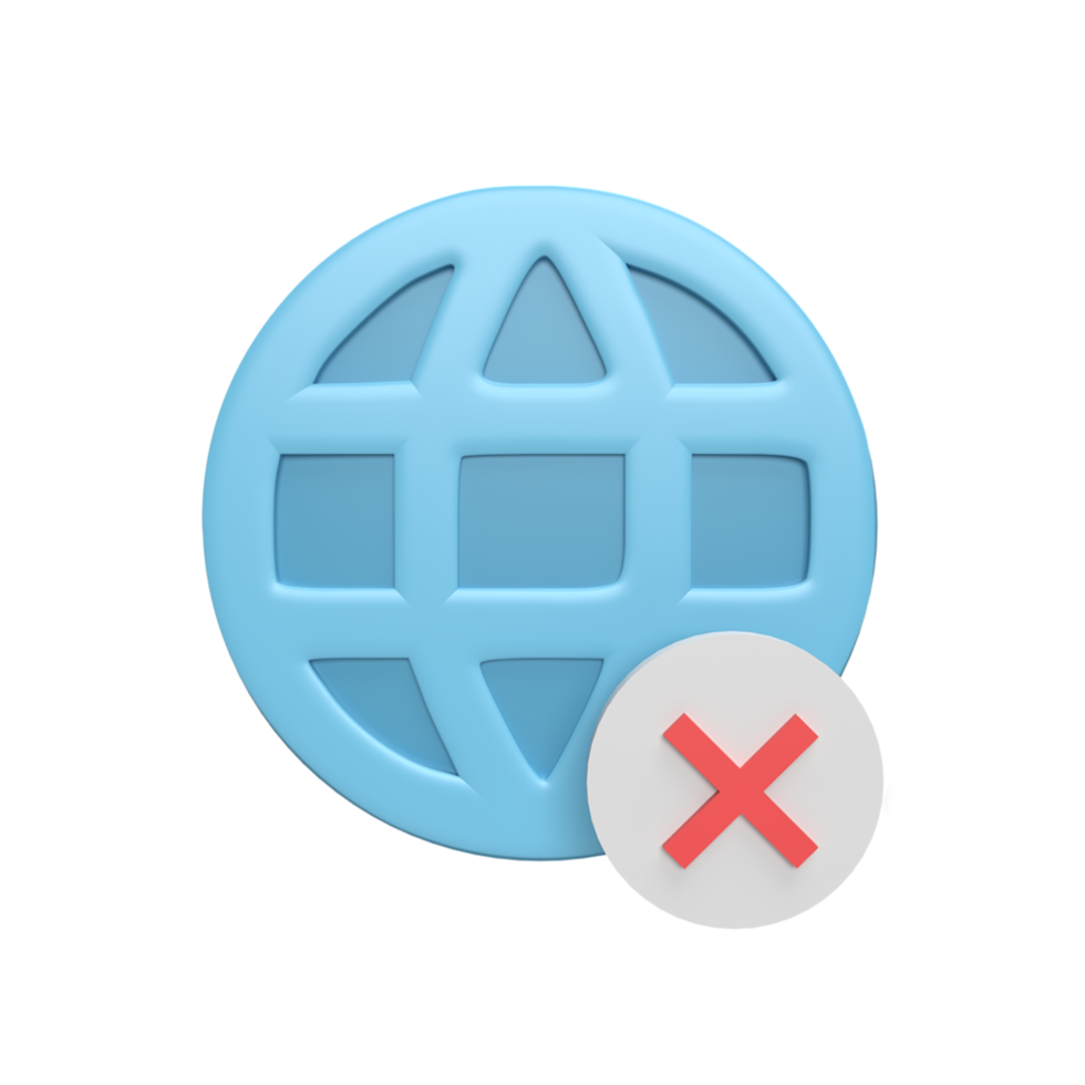 3D web icon with cross mark concept. rendered illustration png