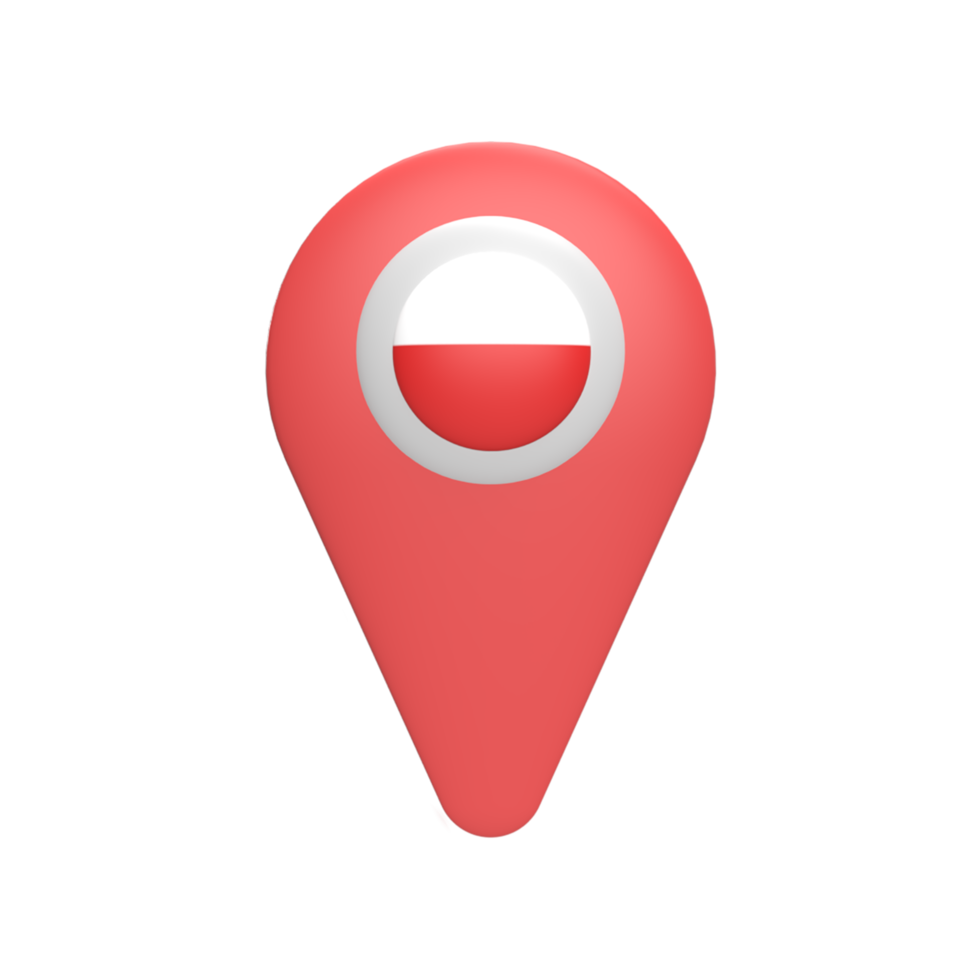 3D pin map with Poland flag. Rendered illustration png