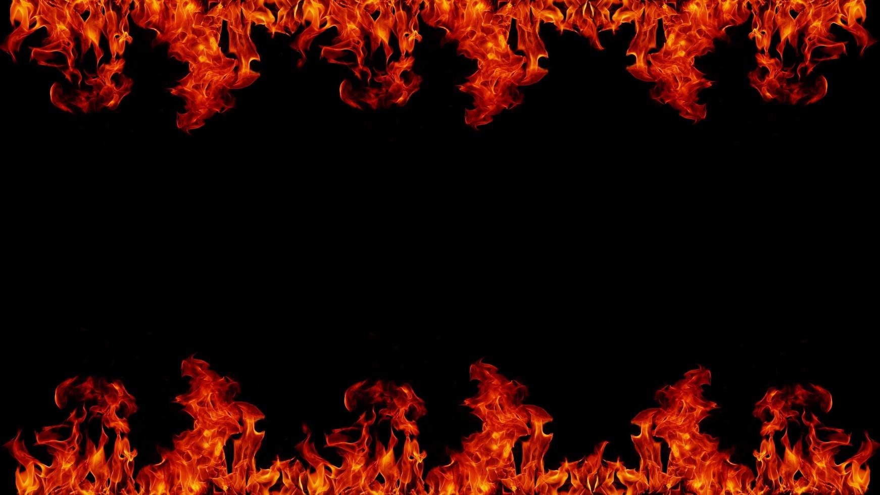 Dangerous hot inferno fire flames photo frame abstract fire squares on black background for design.