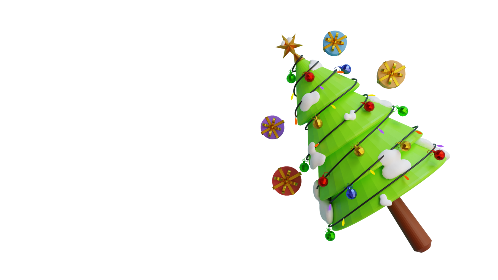 3d render christmas tree ornament png transparant background