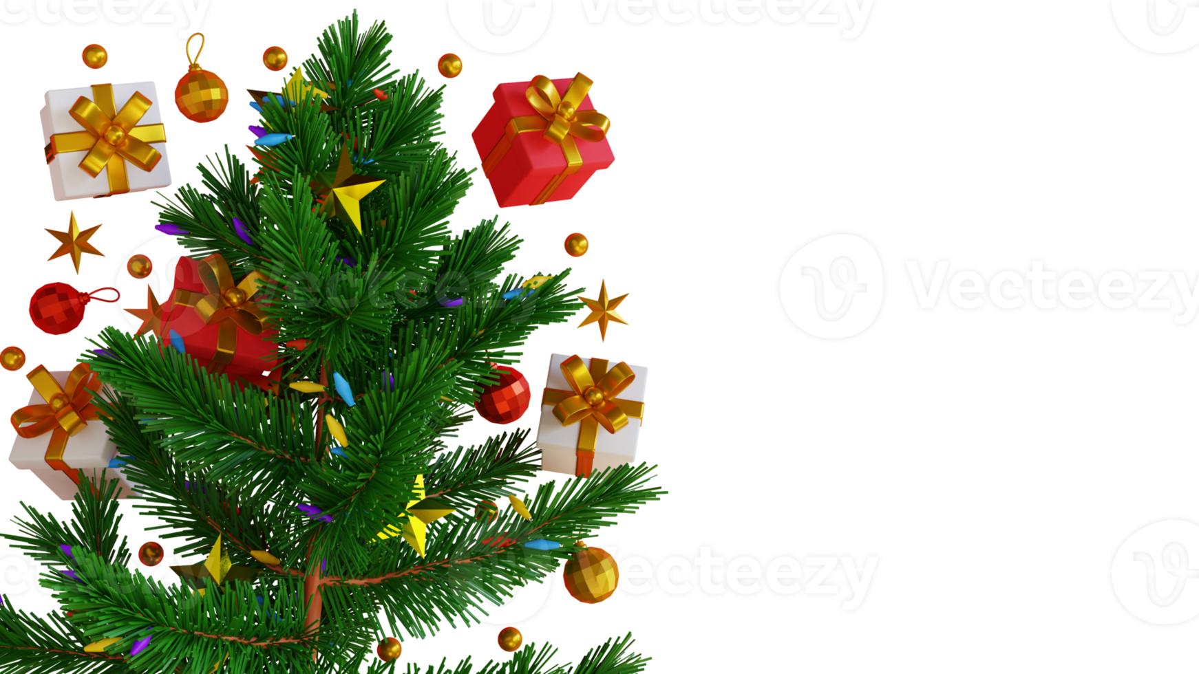 3d rendono realistico l'albero di Natale con il regalo presente sfondo trasparente png