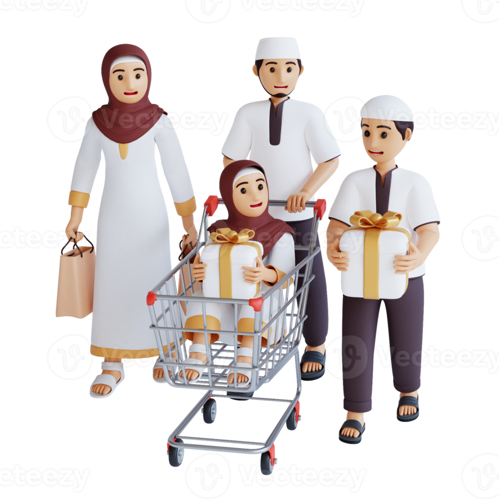 3d render muslim shopping png