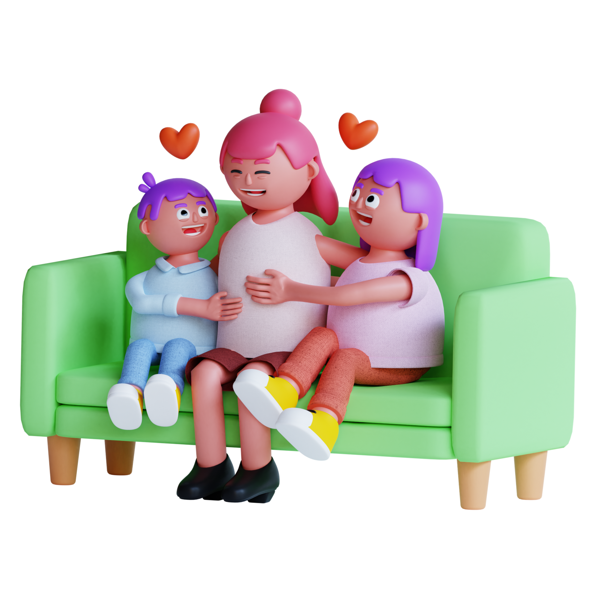 3d render mon son girl celebrating mother day 9312692 PNG