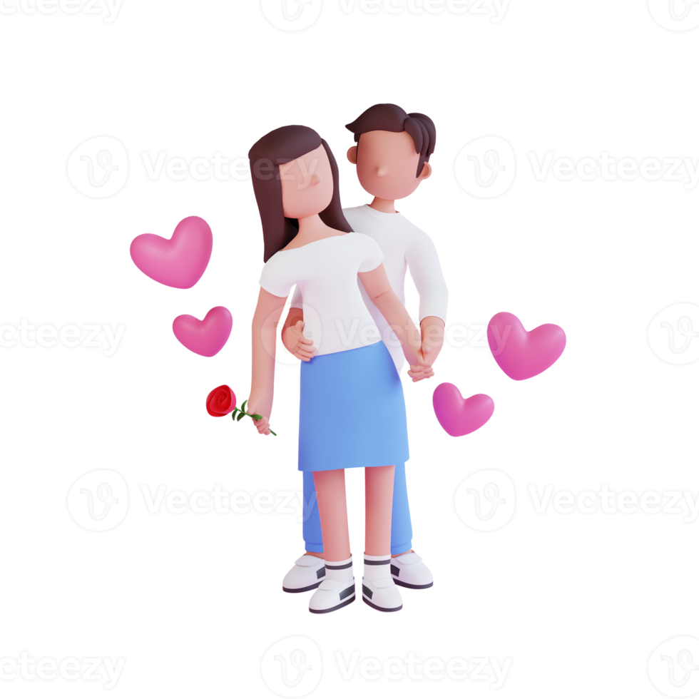 3d render couple celebrating valentine png