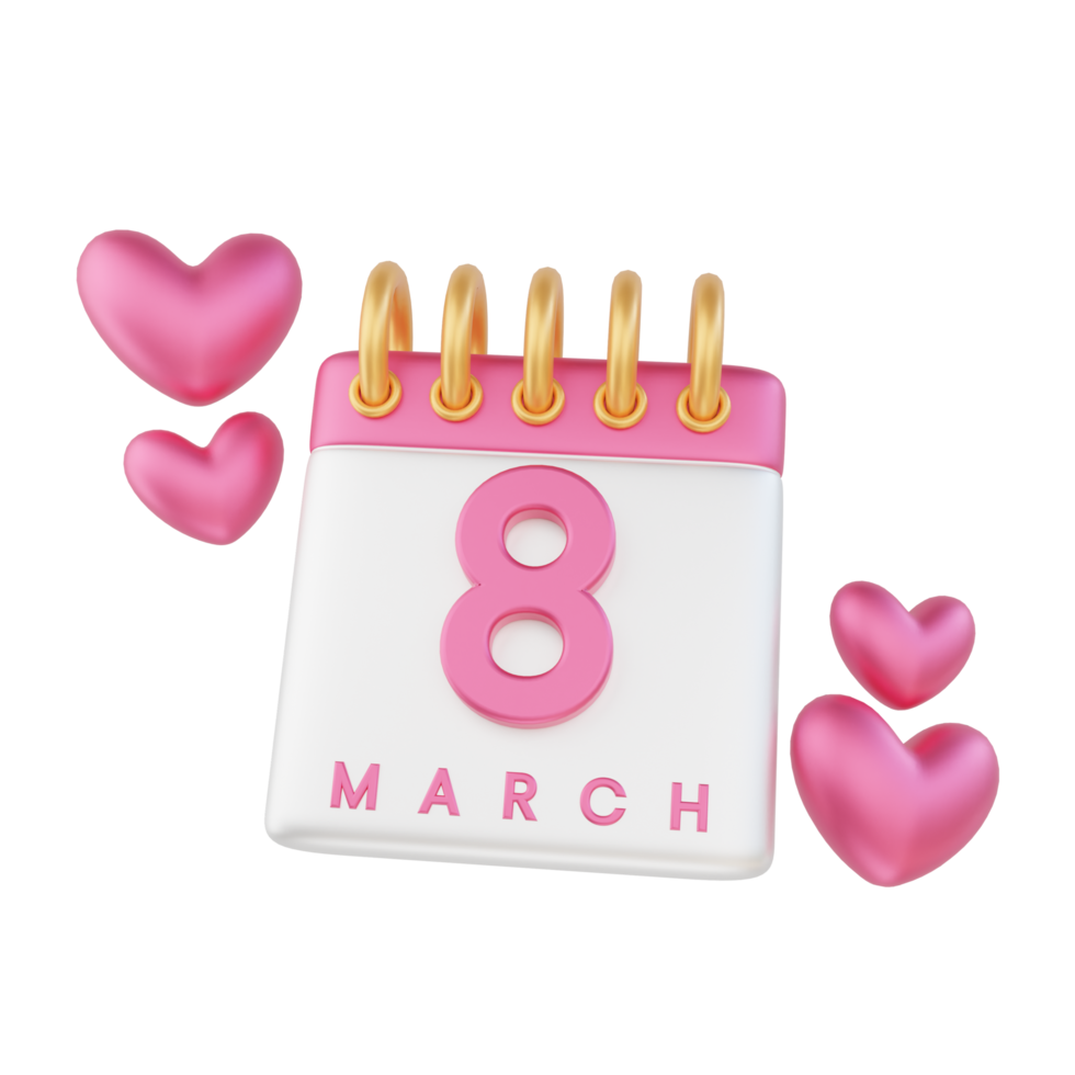 3d render womens day calendar png