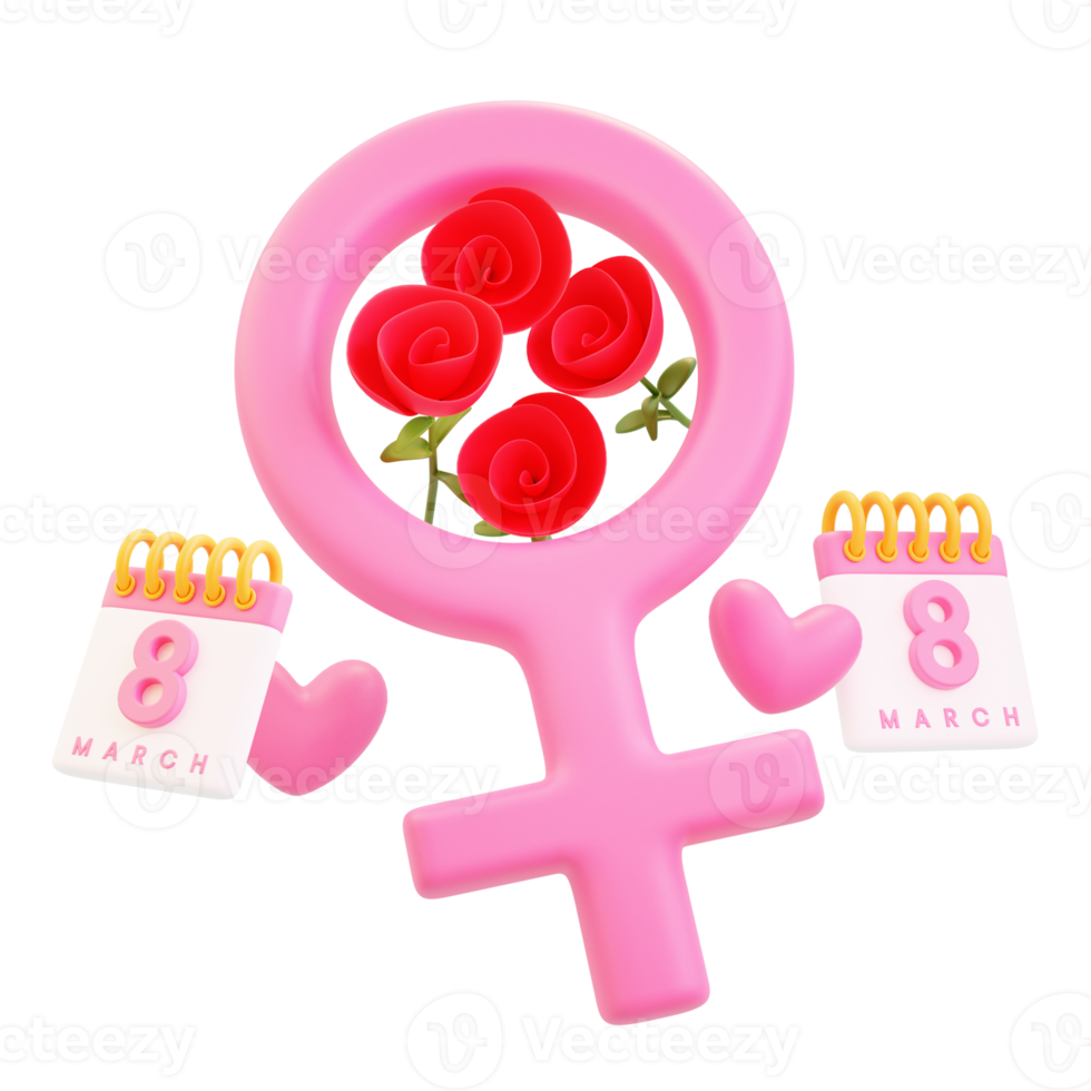 3d render womens day symbol png