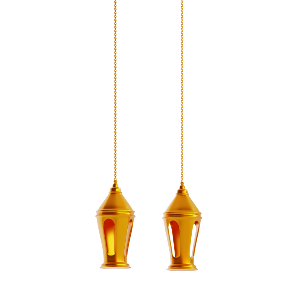 3d render gold lantern png