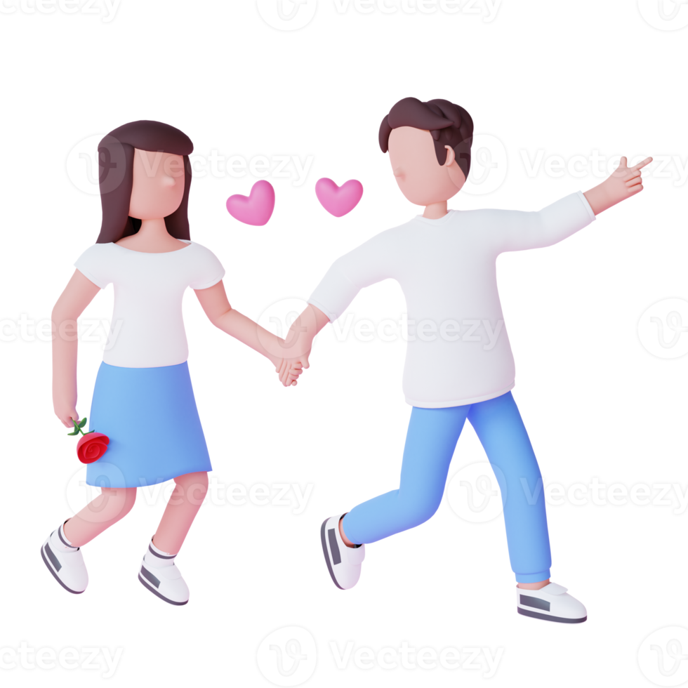 3d render pareja celebrando san valentín png