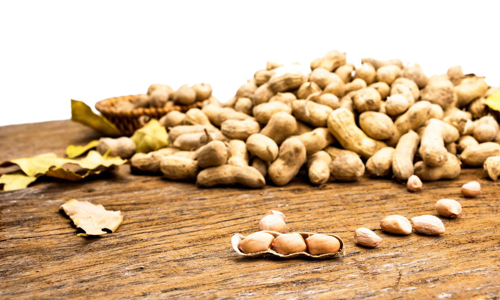 peanuts on wooden board photo