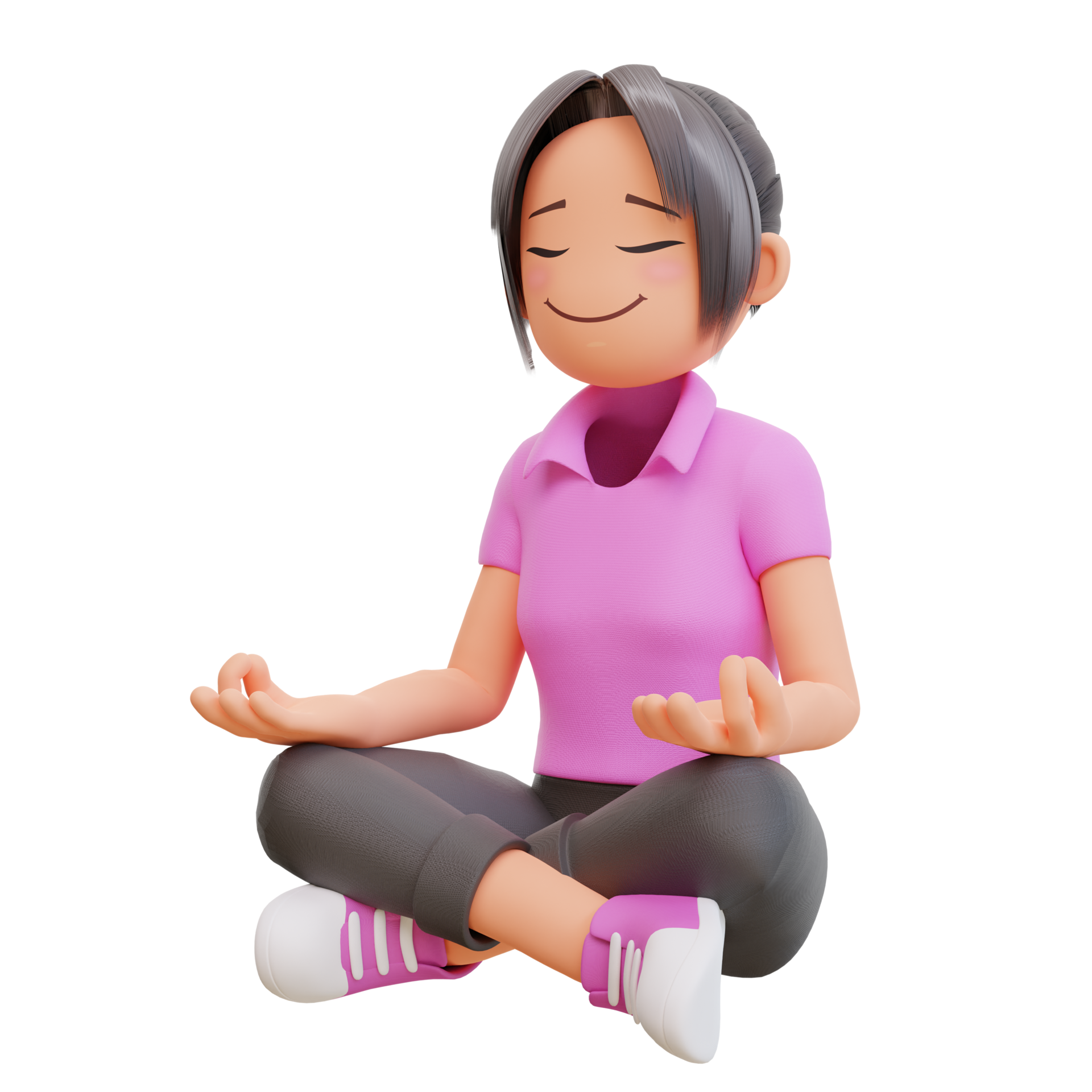 Free cartoon cute girl sitting in lotus position 9312907 PNG with  Transparent Background