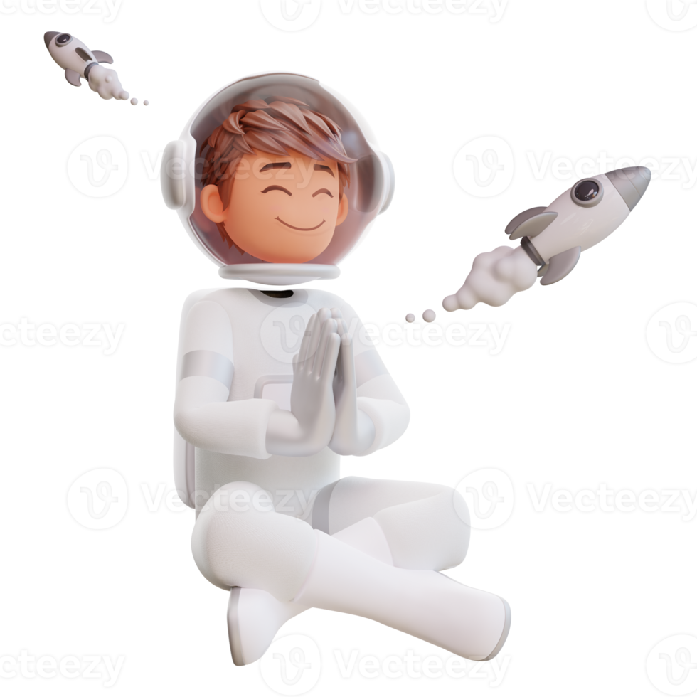 astronauta fofo meditando png