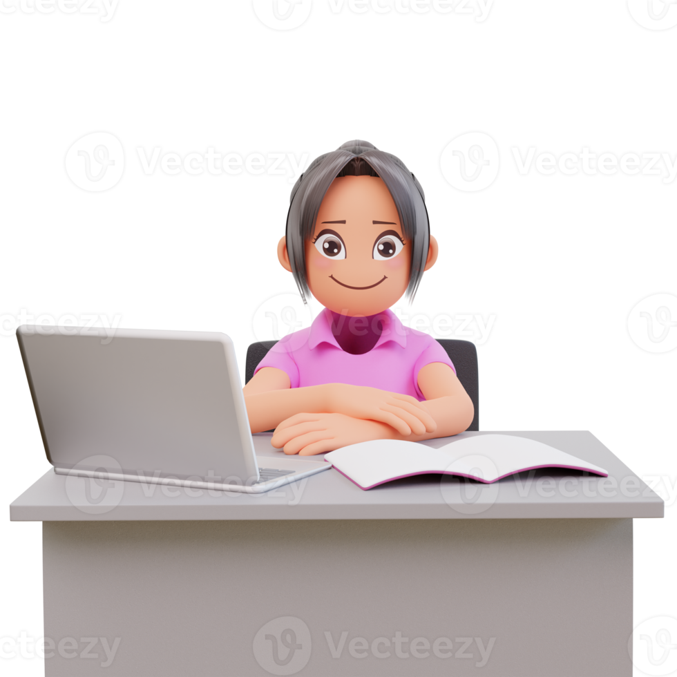 Serious young student reading a book preparing the exam education and learning concept, 3d illustration png