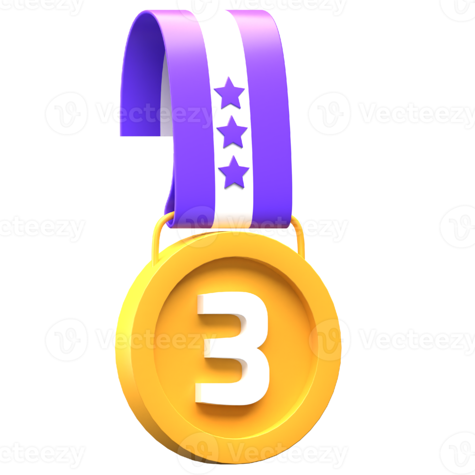 ilustração do ícone do terceiro vencedor da medalha 3d png