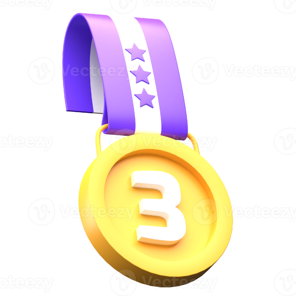 3D-medalj tredje vinnare ikonillustration png