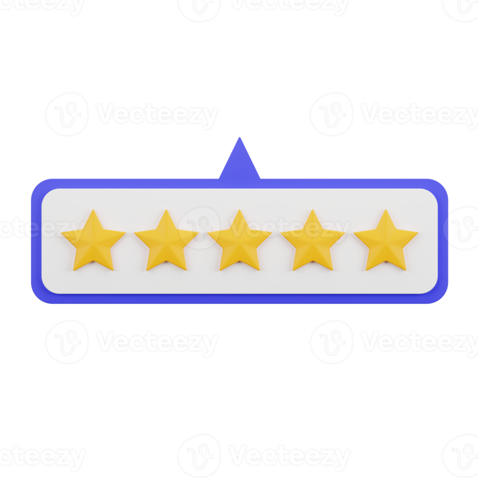5 Star Rating and Review 3d Illustration png