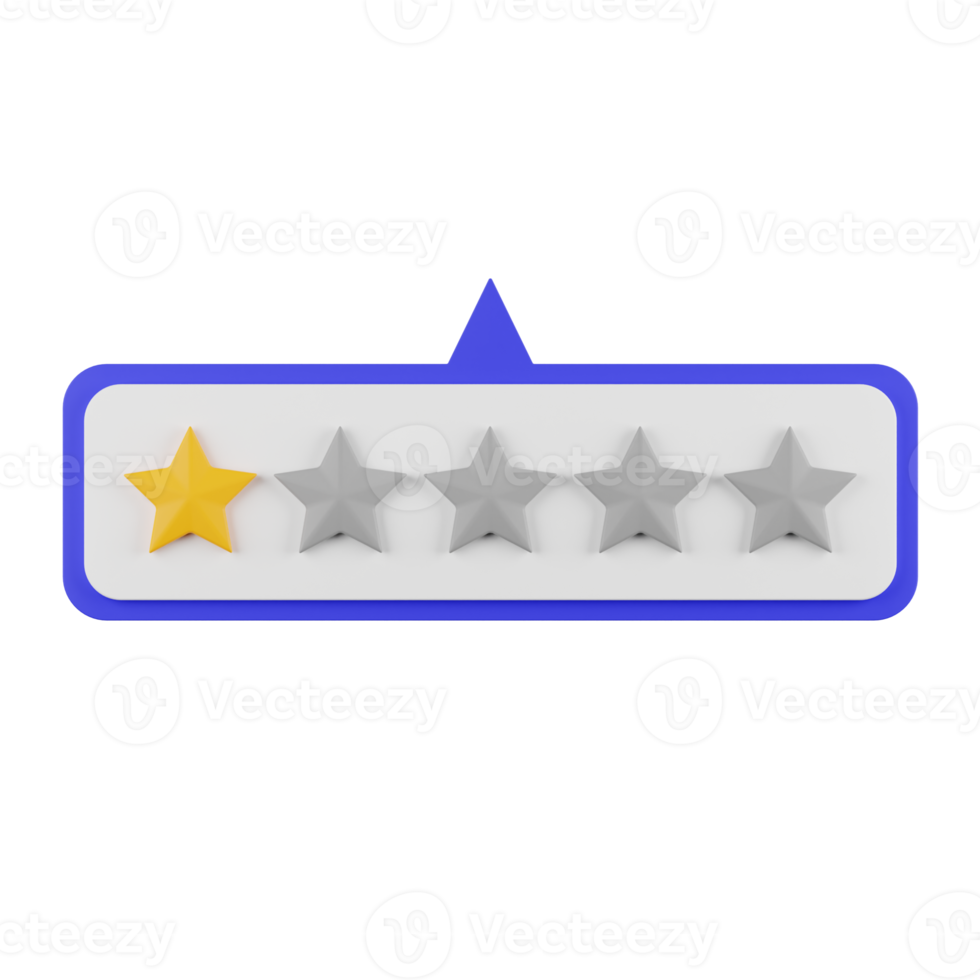 classificação de 1 estrela e revisão de ilustração 3d png