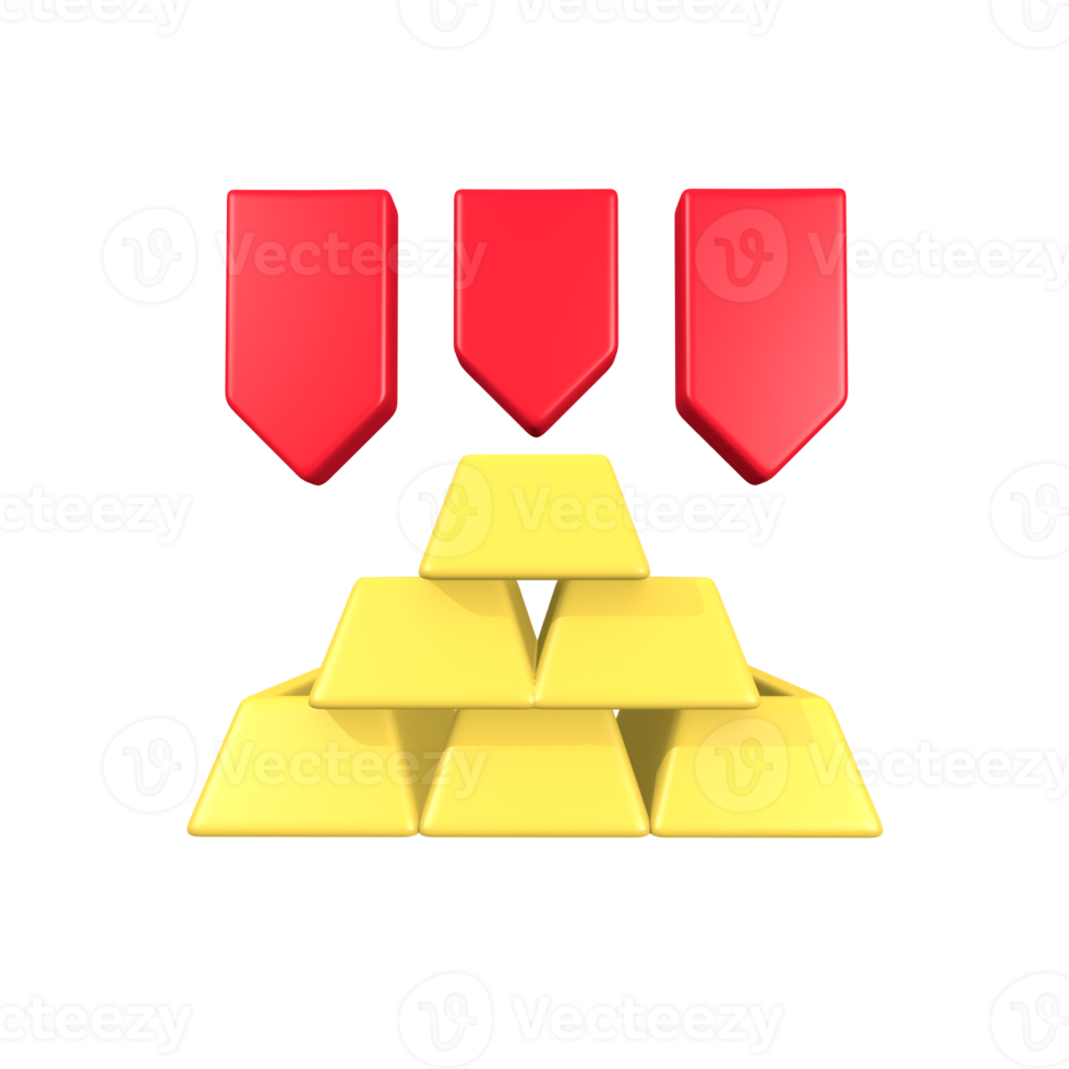 goud zakelijk 3D-pictogram omlaag png