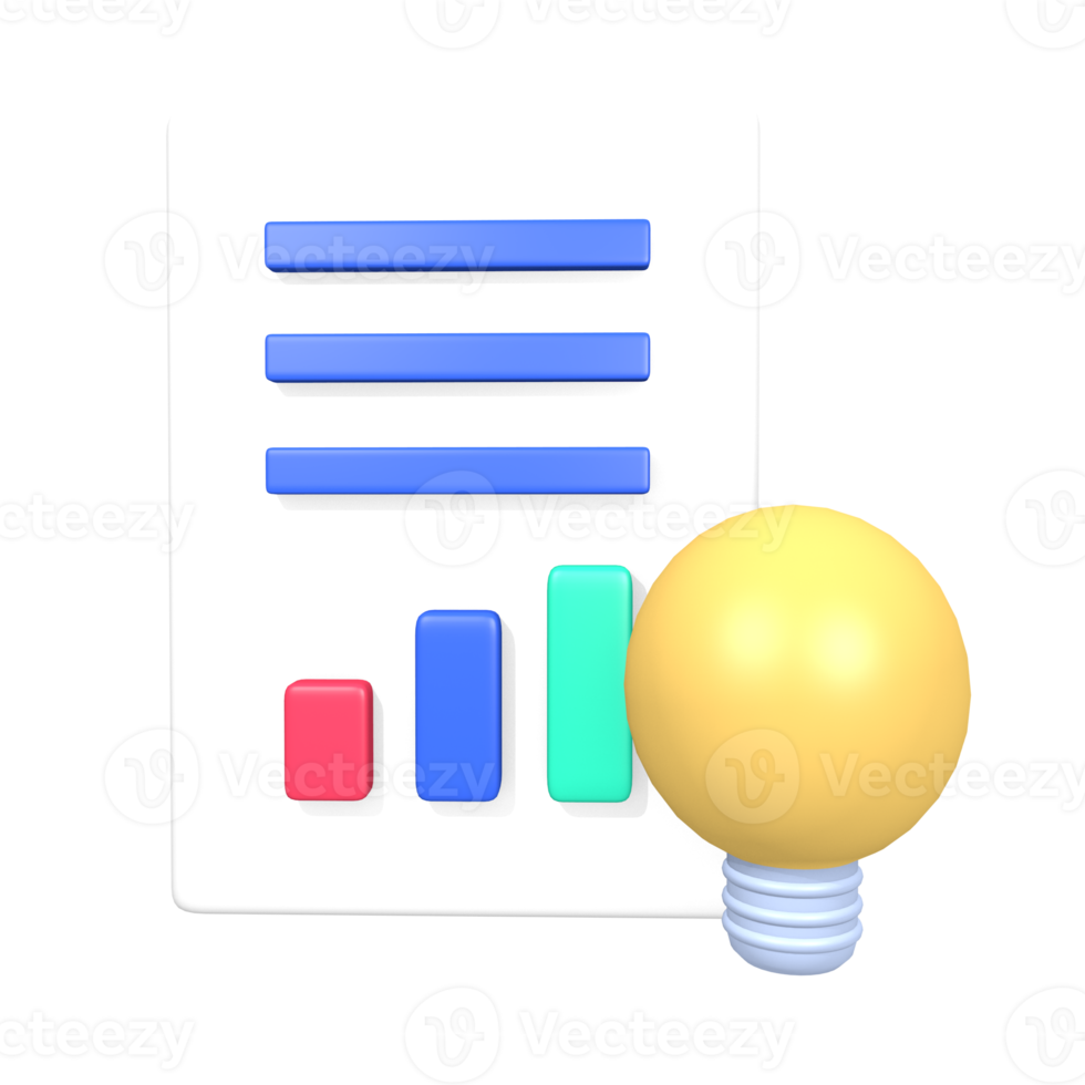 3d business idea icon business sheet png