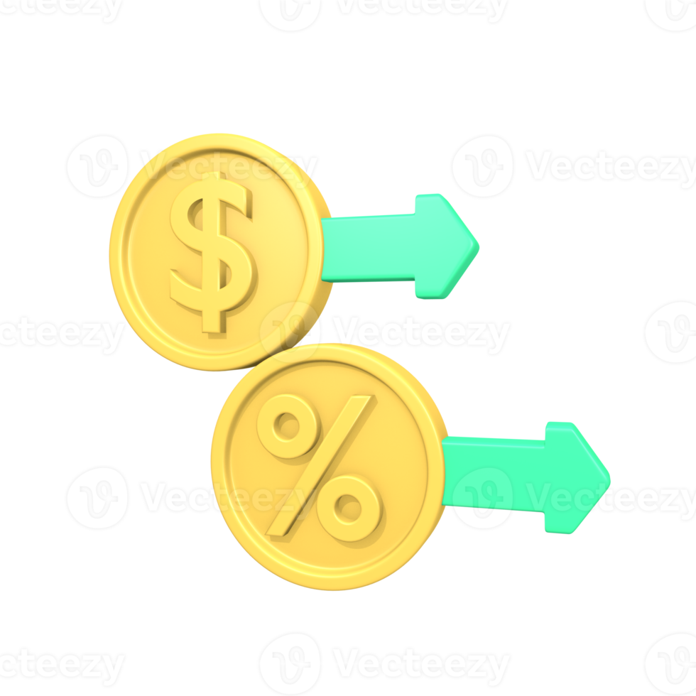 Icona della moneta di conversione oggetto 3d png