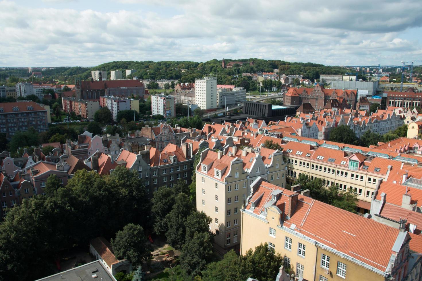 Beautiful view of Gdansk, buildings and green areas. Poland photo