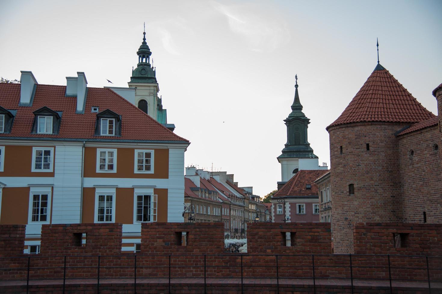 Beautiful buildings and traditional walls in Warsaw downtown. Poland photo